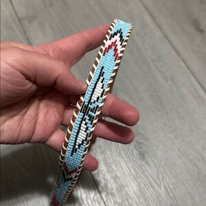 Brown Fashion Belt with Silver Buckle Native American